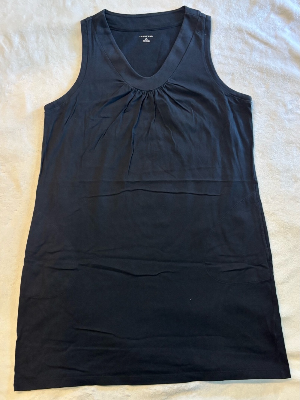 Lands’ End Black Swim Cover Up Dress with Pockets Size Medium (10-12)